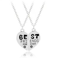 Collar doble corazón flores para mejores amigos best friends
