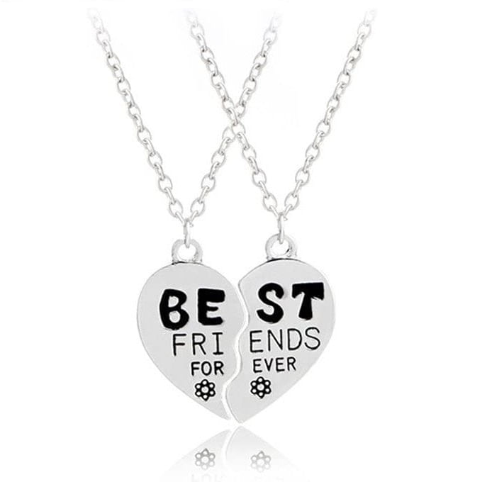 Collar doble corazón flores para mejores amigos best friends