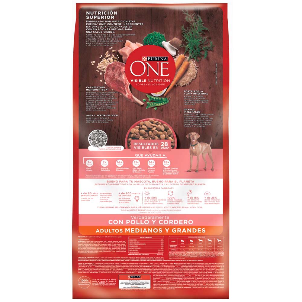 Alimento para Perros ONE Adulto Mediano y Grande Bolsa Sabor Cordero 12Kg