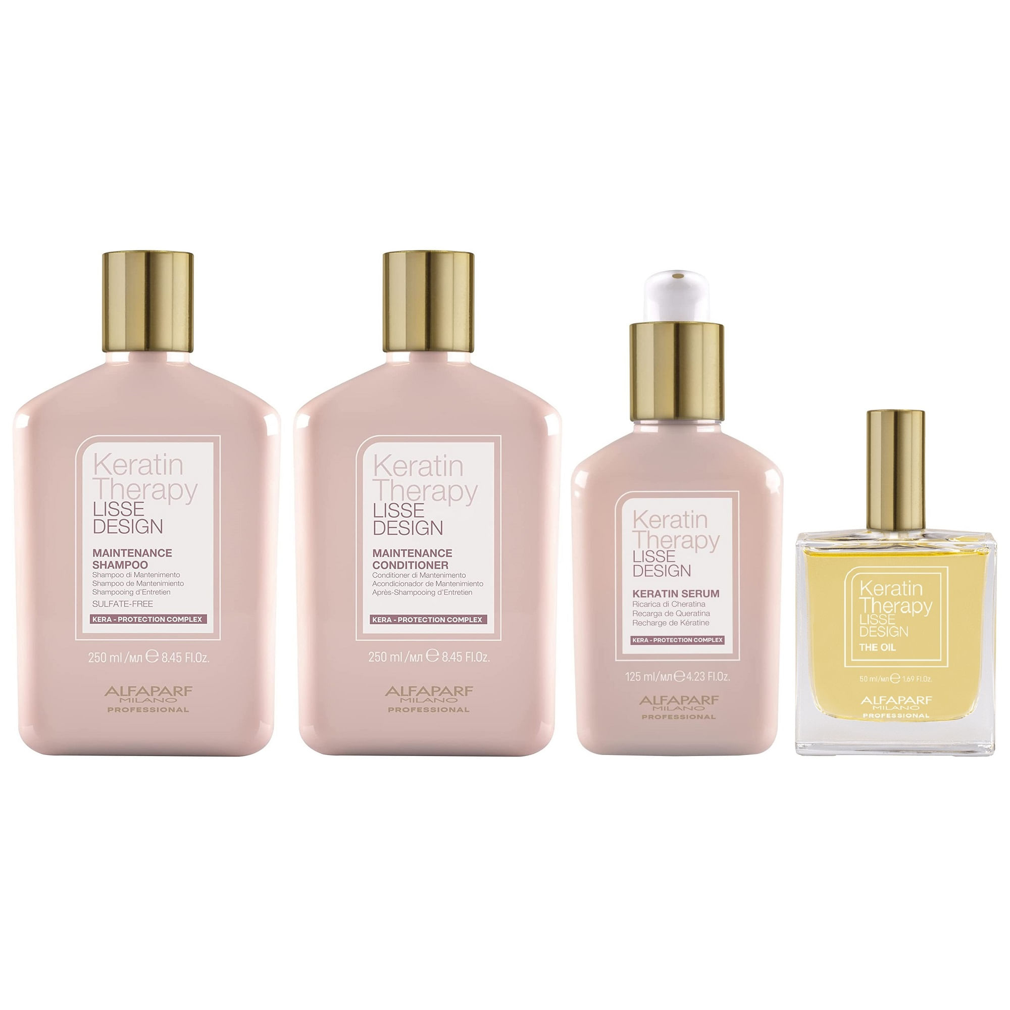 Shampoo + Acondicionador + Sérum + Aceite Alfaparf Keratin Therapy
