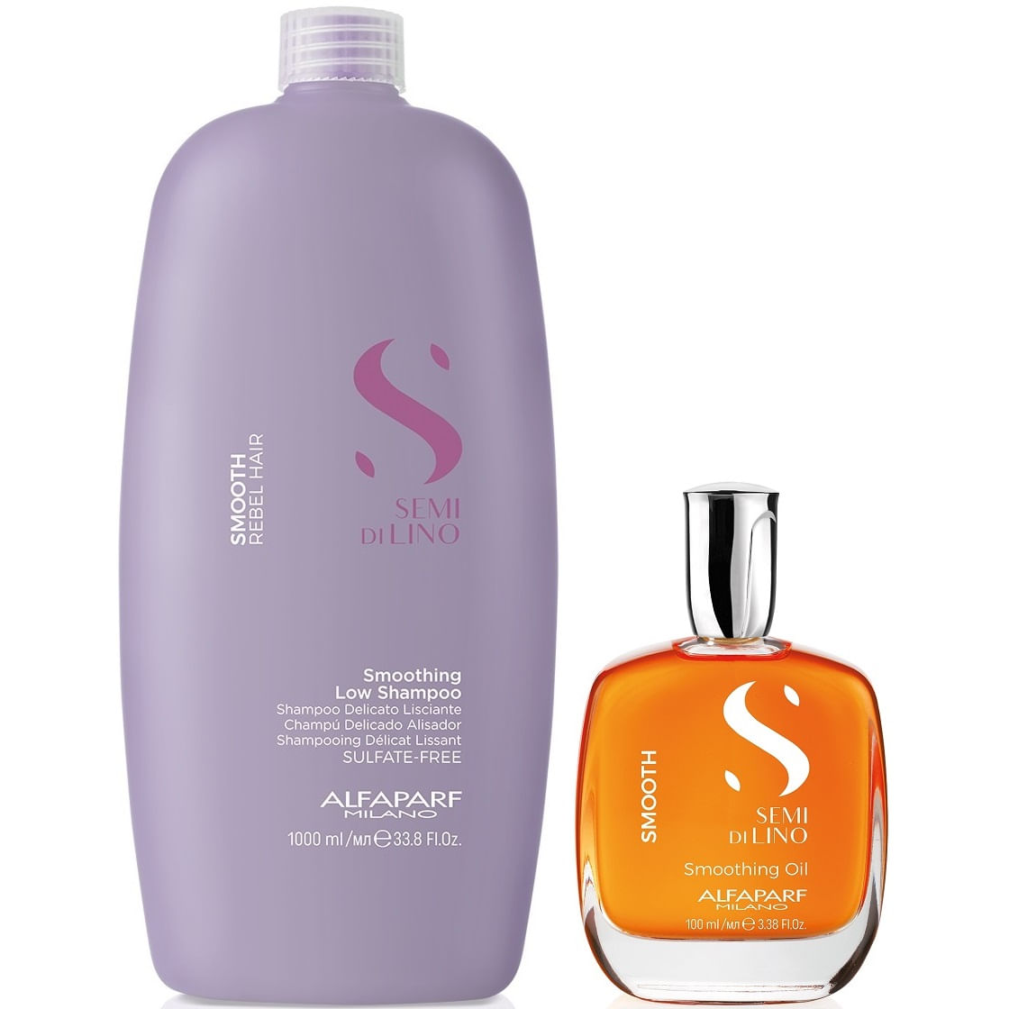Shampoo Anti Frizz Sin Sal 1000ml + Aceite Alfaparf Smooth