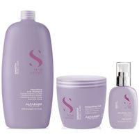 Shampoo Anti Frizz Sin Sal 1000ml + Mascarilla + Crema Alfaparf Smooth