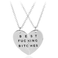 Collar doble corazón para mejores amigas best fucking bitches