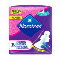 Toalla Higiénica NOSOTRAS Buenas Noches Invisible Rapisec Paquete 10un