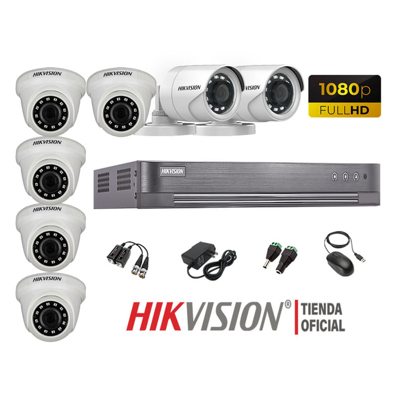 Kit 7 Cámaras Seguridad Hikvision Full Hd 1080P + Cable Hdmi Oferta