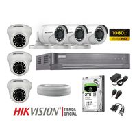 Kit 6 Cámaras Seguridad Hikvision Full Hd 1080P + Disco 2Tb Completo
