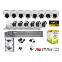Kit 14 Cámaras Seguridad Hikvision Full Hd 1080P + Disco 1Tb Completo