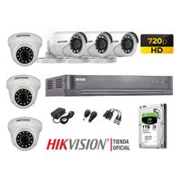 Kit 6 Cámaras Seguridad Hikvision Hd 720P + Disco 1Tb Oferta P2P Hdmi