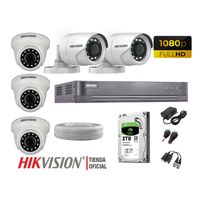 Kit 5 Cámaras Seguridad Hikvision Full Hd 1080P + Disco 2Tb Completo