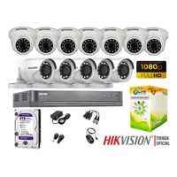 Kit 12 Cámaras Seguridad Hikvision Full Hd 1080P + Disco 2Tb Completo
