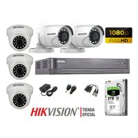 Kit 5 Cámaras Seguridad Hikvision Full Hd 1080P + Disco 2Tb Oferta 2Mp