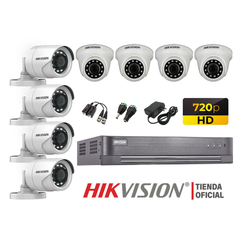 Kit 8 Cámaras Seguridad Hikvision Hd 720P + Cable Hdmi Oferta P2P