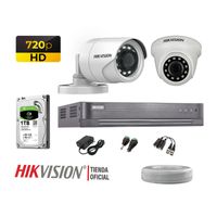 Kit 2 Cámaras Seguridad Hikvision Hd 720P + Disco 1Tb Completo P2P