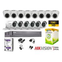 Kit 14 Cámaras Seguridad Hikvision Hd 720P + Disco 1Tb Completo P2P