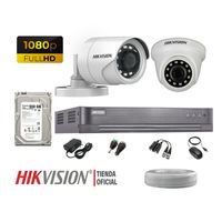 Kit 2 Cámaras Seguridad Hikvision Full Hd 1080P + Disco 500Gb Completo