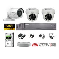 Kit 3 Cámaras Seguridad Hikvision Full Hd 1080P + Disco 1Tb Completo