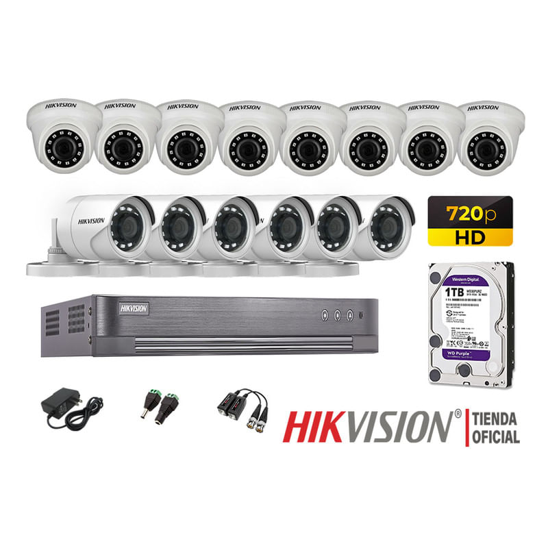 Kit 14 Cámaras Seguridad Hikvision Hd 720P + Disco 1Tb Oferta P2P Hdmi