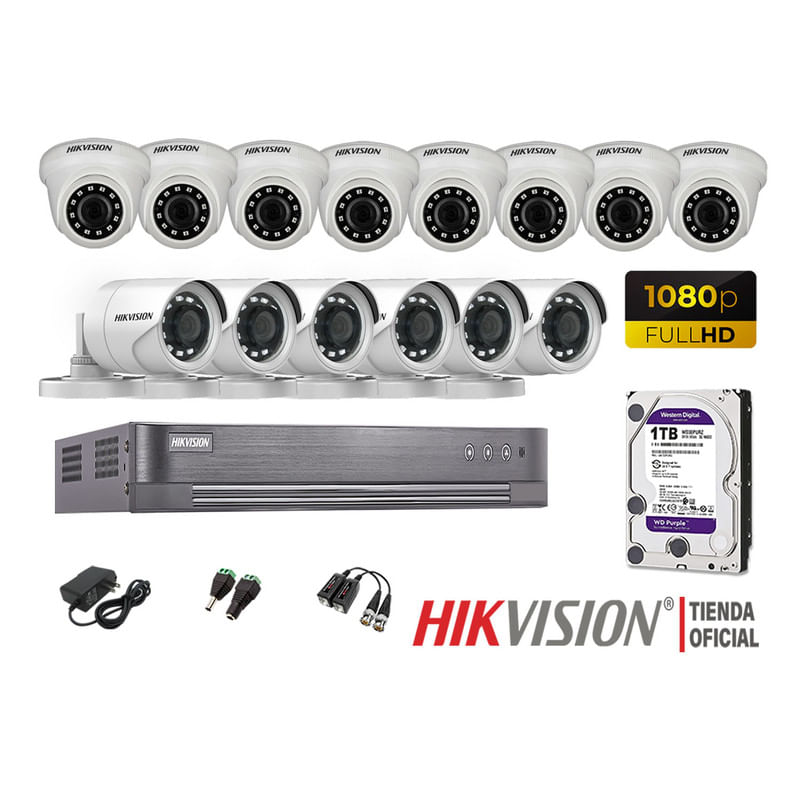 Kit 14 Cámaras Seguridad Hikvision Full Hd 1080P + Disco 1Tb Oferta