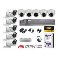 Kit 10 Cámaras Seguridad Hikvision Full Hd 1080P + Disco 1Tb Completo