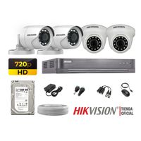 Kit 4 Cámaras Seguridad Hikvision Hd 720P + Disco 500Gb Completo P2P