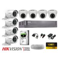 Kit 8 Cámaras Seguridad Hikvision Full Hd 1080P + Disco 2Tb Completo