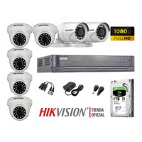 Kit 7 Cámaras Seguridad Hikvision Full Hd 1080P + Disco 1Tb Oferta P2P