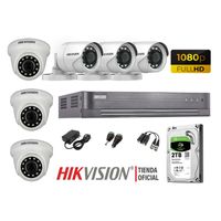 Kit 6 Cámaras Seguridad Hikvision Full Hd 1080P + Disco 2Tb Oferta P2P