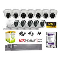 Kit 12 Cámaras Seguridad Hikvision Full Hd 1080P + Disco 1Tb Completo