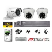 Kit 3 Cámaras Seguridad Hikvision Hd 720P + Disco 1Tb Completo P2P