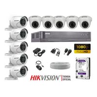 Kit 10 Cámaras Seguridad Hikvision Full Hd 1080P + Disco 2Tb Completo