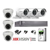 Kit 6 Cámaras Seguridad Hikvision Full Hd 1080P + Disco 1Tb Oferta P2P