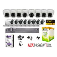 Kit 16 Cámaras Seguridad Hikvision Full Hd 1080P + Disco 2Tb Completo