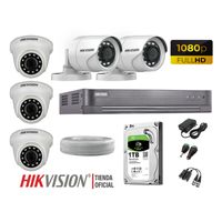 Kit 5 Cámaras Seguridad Hikvision Full Hd 1080P + Disco 1Tb Completo