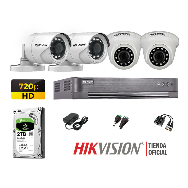 Kit 4 Cámaras Seguridad Hikvision Hd 720P + Disco 2Tb Oferta P2P Hdmi