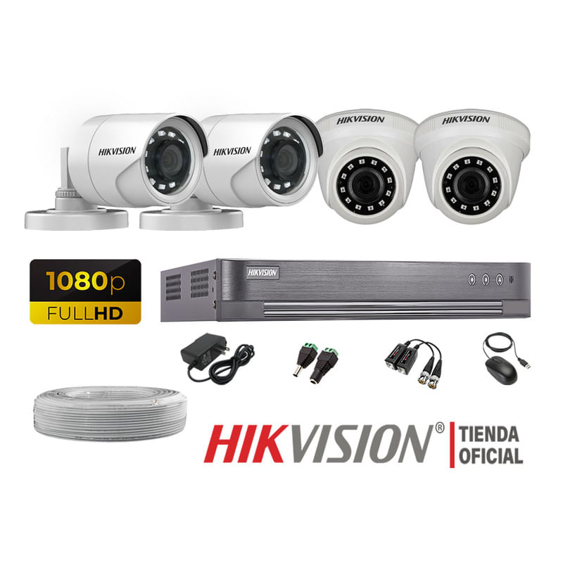 Kit 4 Cámaras Seguridad Full Hd 1080P Hikvision + Cable Hdmi Oferta