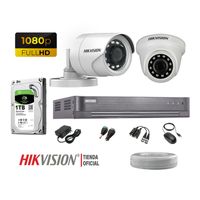 Kit 2 Cámaras Seguridad Hikvision Full Hd 1080P + Disco 1Tb Completo