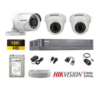 Kit 3 Cámaras Seguridad Hikvision Hd 720P + Disco 500Gb Completo P2P