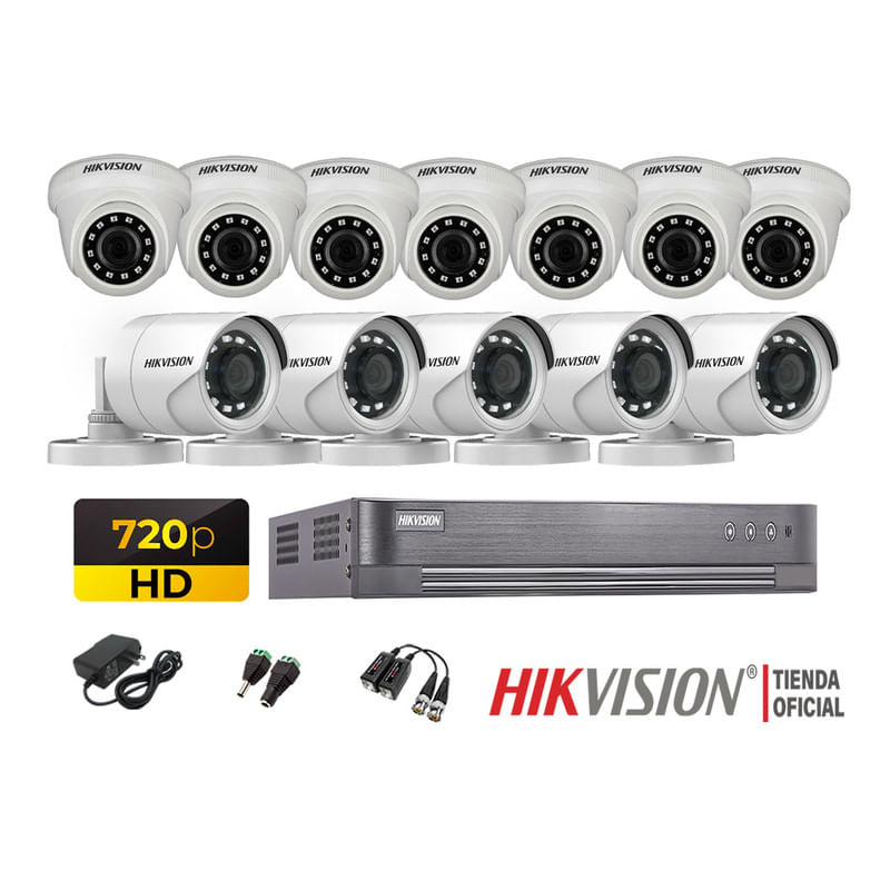 Kit 12 Cámaras Seguridad Hikvision Hd 720P + Cable Hdmi Oferta P2P