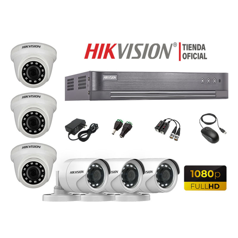 Kit 6 Cámaras Seguridad Hikvision Full Hd 1080P + Cable Hdmi Oferta