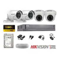 Kit 4 Cámaras Seguridad Hikvision Full Hd 1080P + Disco 500Gb Completo