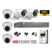 Kit 5 Cámaras Seguridad Hikvision Hd 720P + Disco 2Tb Oferta P2P Hdmi