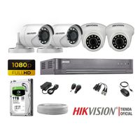 Kit 4 Cámaras Seguridad Hikvision Full Hd 1080P + Disco 1Tb Completo