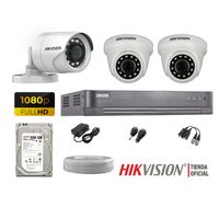 Kit 3 Cámaras Seguridad Hikvision Full Hd 1080P + Disco 500Gb Completo