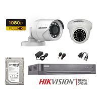 Kit 2 Cámaras Seguridad Hikvision Full Hd 1080P + Disco 500Gb Oferta