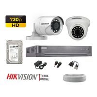 Kit 2 Cámaras Seguridad Hikvision Hd 720P + Disco 500Gb Completo P2P