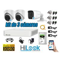 KIT 3 CÁMARAS SEGURIDAD FULL HD 3 CÁMARAS AUDIO INCORPORADO + DISCO 1TB