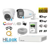 CÁMARAS SEGURIDAD KIT 2 FULL HD HILOOK COLORVU LITE NOCHE COLOR 1TB