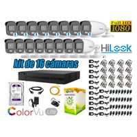 CÁMARAS SEGURIDAD EXTERIOR KIT 16 1080P HILOOK NOCTURNA COLORVU LITE