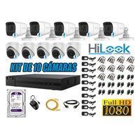 KIT 10 CÁMARAS SEGURIDAD AUDIO INCORPORADO FULL HD 1080P + DISCO 2TB