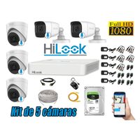 KIT 5 CÁMARAS SEGURIDAD AUDIO INCORPORADO FULL HD + DISCO 1TB